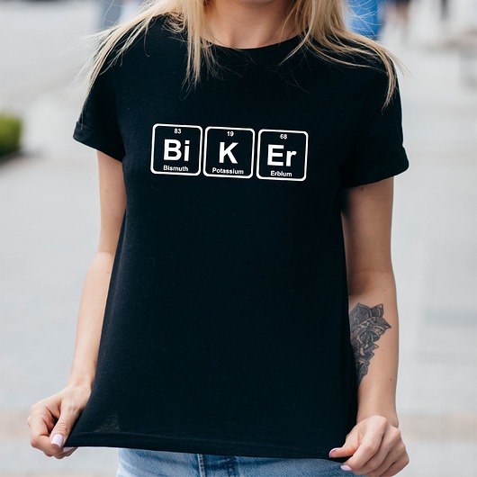 t-shirt damskie Koszulka damska czarna z nadrukiem Biker