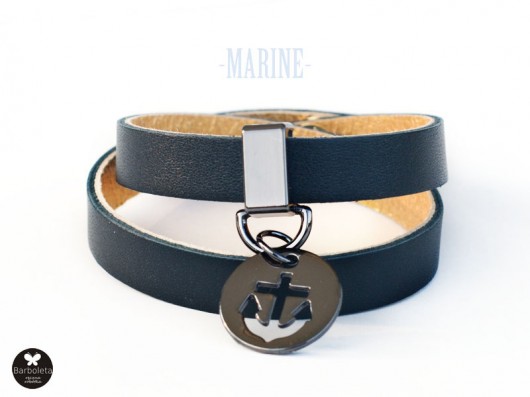  bransoletka skórzana Marine Black Jack barboleta