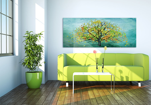 Obraz na płótnie Drzewo w turkusie 150x60cm LUdesign gallery