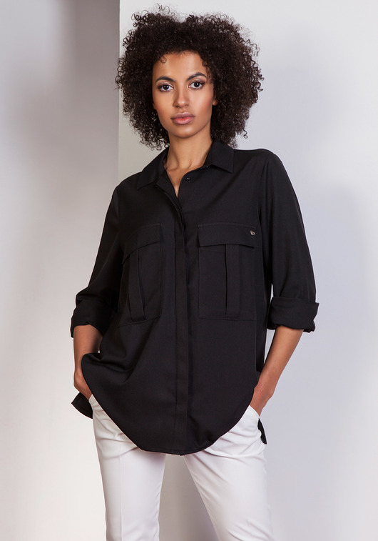 Koszula oversize, K108 czarny Lanti