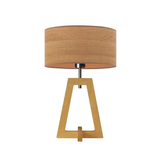 lampy stołowe Drewniana lampka nocna CLIO ECO z designerskim kloszem