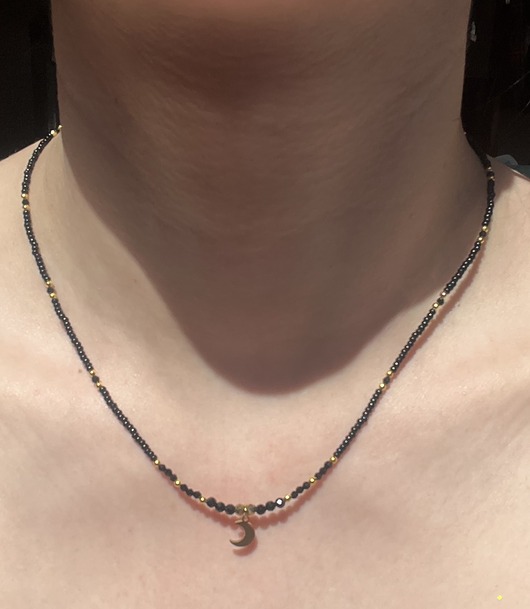 chokery Choker czarny spinel zawieszka ksiezyc
