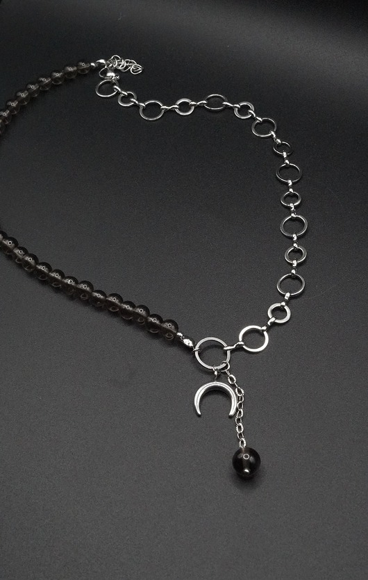 kolie Naszyjnik  Kwarc Dymny i Księżycowa Asymetria