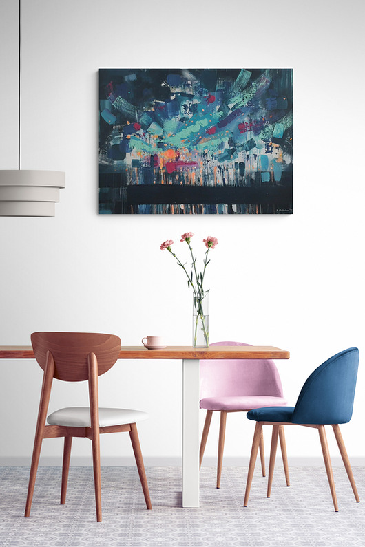 obrazy Obraz ręcznie malowany na płótnie 60x80 cm - abstrakcyjny pejzaż