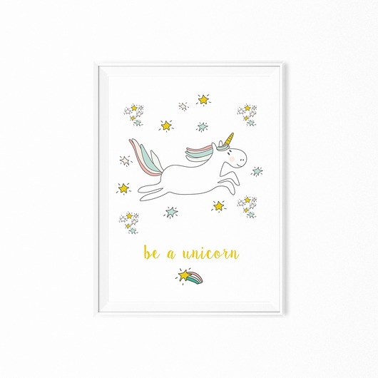 Plakat skandynawski z jednorożcem 40x50 cm myscandi