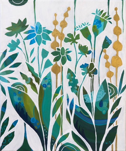 obrazy Obraz łąka kwietna - abstrakcja Garden III - obraz ręcznie malowany  25x30 cm