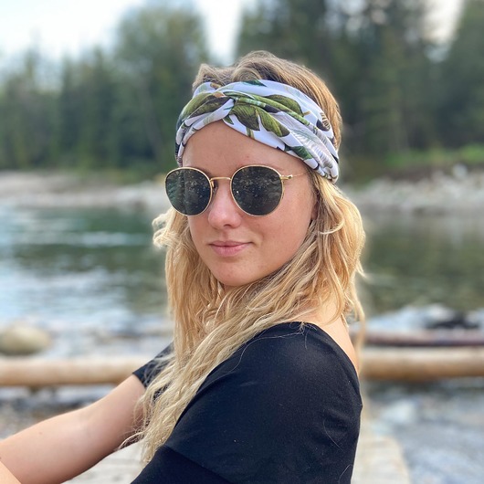 Dzianinowa opaska turban liście sacky bag