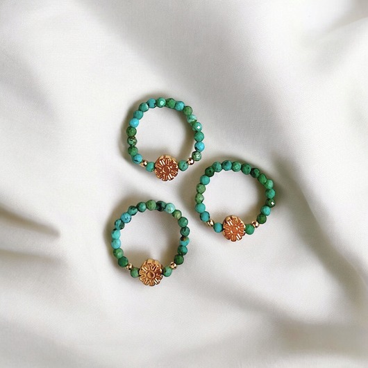 pierścionki elastyczne Pierścionek PREMIUM :: turkus naturalny & złoty hematyt