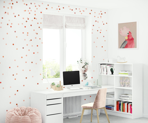 naklejki ścienne do pokoju dziecka Tapeta dla dzieci  Kropki Koralowe ( Coral Dancing Dots )