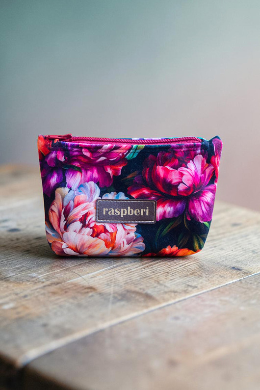 pokrowce i etui - na klucze Etui na klucze z weluru w peonie kwiatowe etui handmade