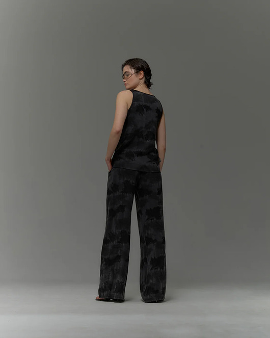 spodnie materiałowe damskie Palazzo japan black premium