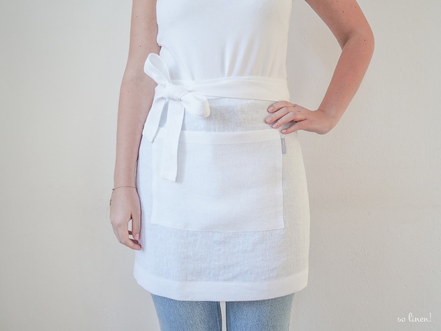 fartuchy kuchenne Lniany fartuszek zapaska PURE WHITE