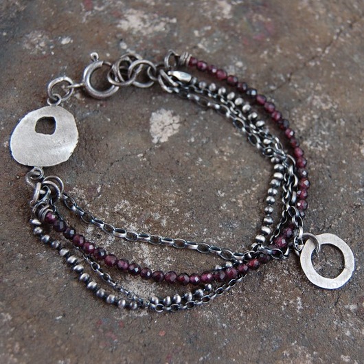 bransoletki wire wrapping Granat