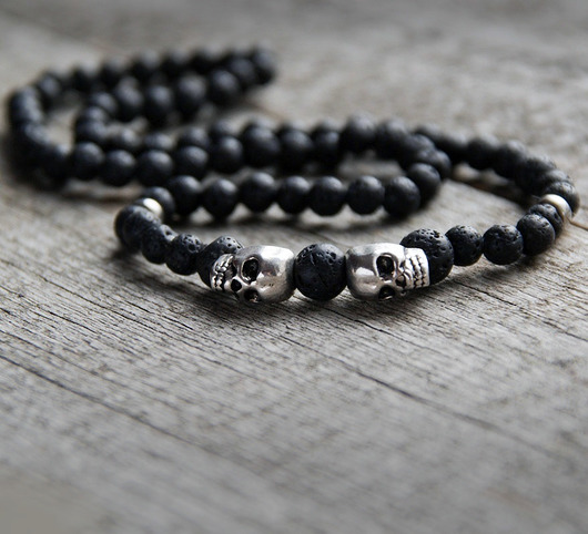 biżuteria męska Naszyjnik MĘSKI :: black LAVA & skulls