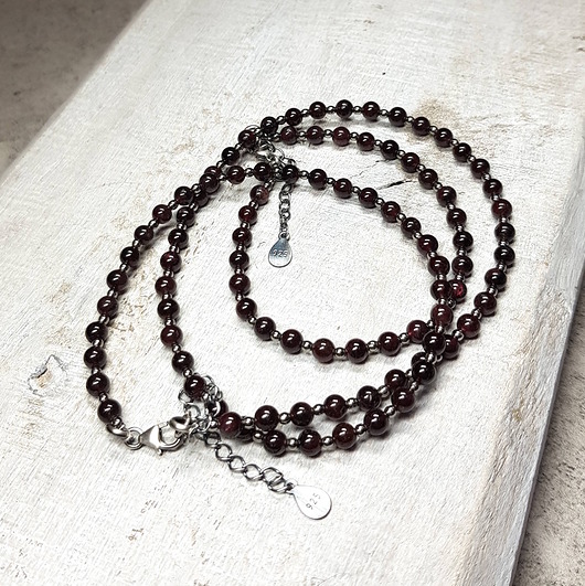 komplet biżuterii Korale i bransoletka granat komplet