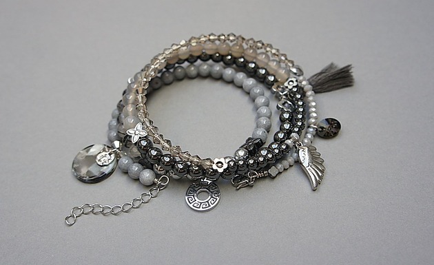 bransoletki z kamieni naturalnych Alloys  Collection  WRAPPED /steel and graphite vol. 2/ 25.10.24 - bransoletka