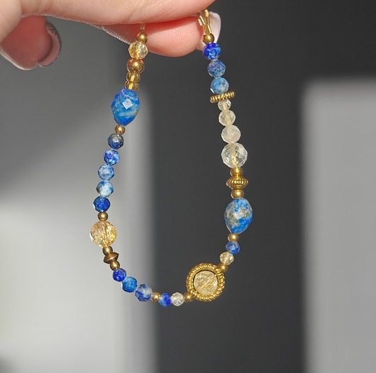 bransoletki złote Bransoletka lapis lazuli cytryn kryształ