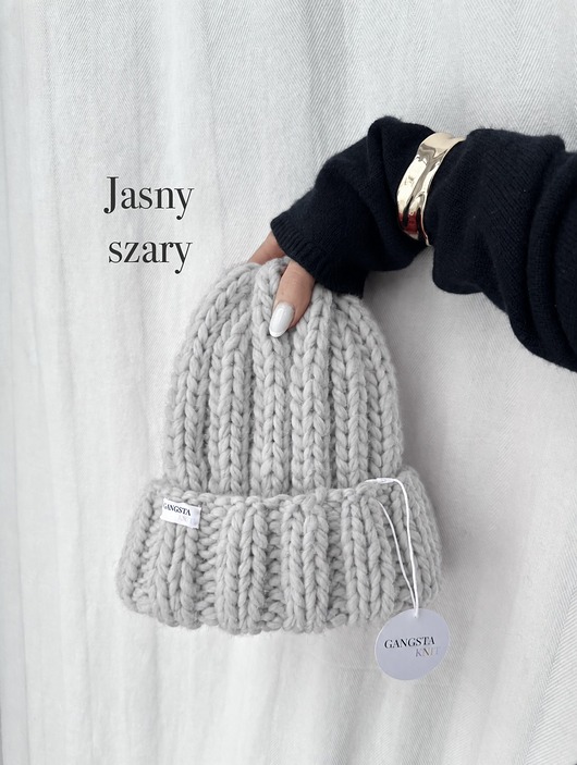 czapki damskie Czapka Nordic 100% wełna *jasny szary*