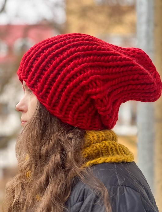 czapki damskie Zimowa czapka z wełny peruwiańskiej i alpaki Lumi czerwona