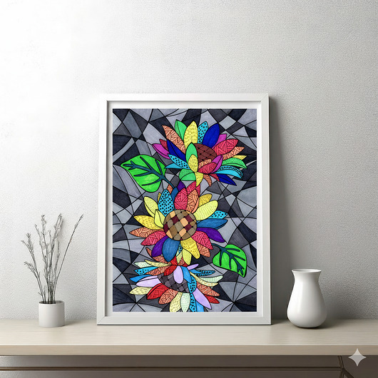 grafiki i ilustracje 45. SŁONECZNIKI - rysunek, plakat.