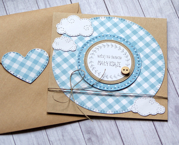 kartki scrapbooking Z okazji narodzin CHŁOPCZYKA