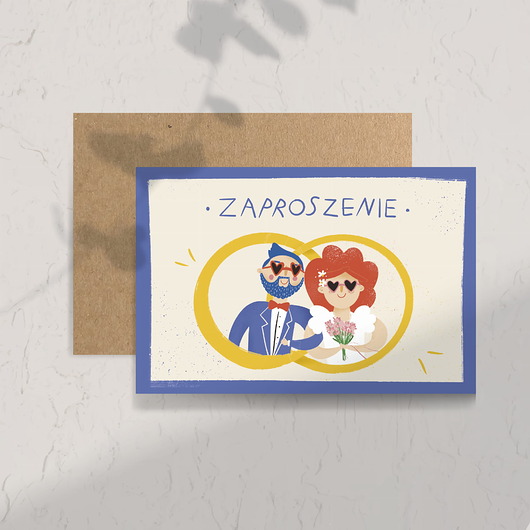 kartki okolicznościowe - wydruki Zaproszenie na ślub z Młodą Parą