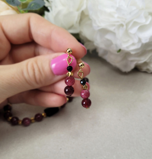 kolczyki z kamieniami Kolczyki na sztyftach z Turmalinem