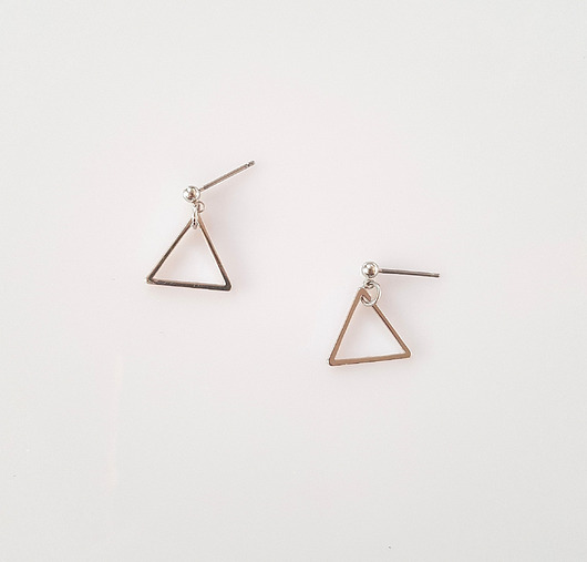 kolczyki z mosiądzu Kolczyki Sztyfty Trójkąciki Srebrne