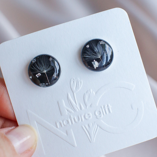 kolczyki z żywicy Kolczyki sztyfty z rzęsek dmuchawca