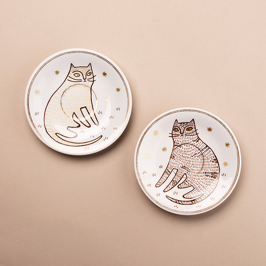 Ozdoby na ścianę Dwa talerze na ścianę - koty