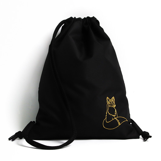 plecaki plecak worek czarny haftowany złoty lis