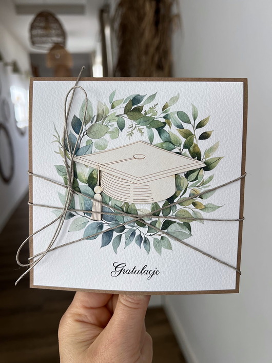 kartki scrapbooking Ręcznie robiona kartka gratulacje z okazji uzyskania absolutorium obrony prac