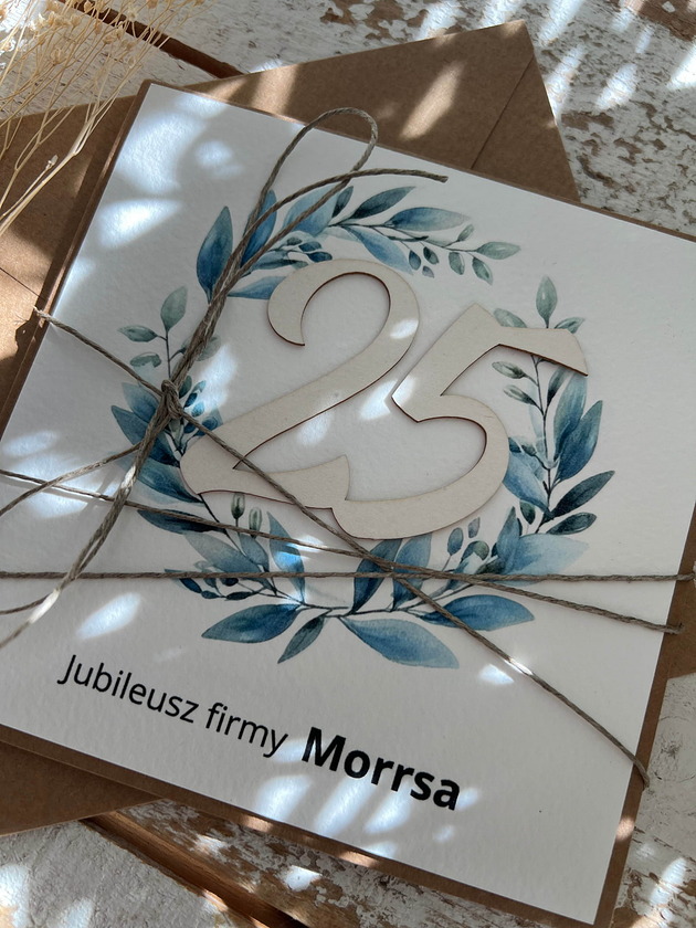 kartki scrapbooking Ręcznie robiona kartka na 25 jubileusz firmy z personalizacją (25-lecie dział