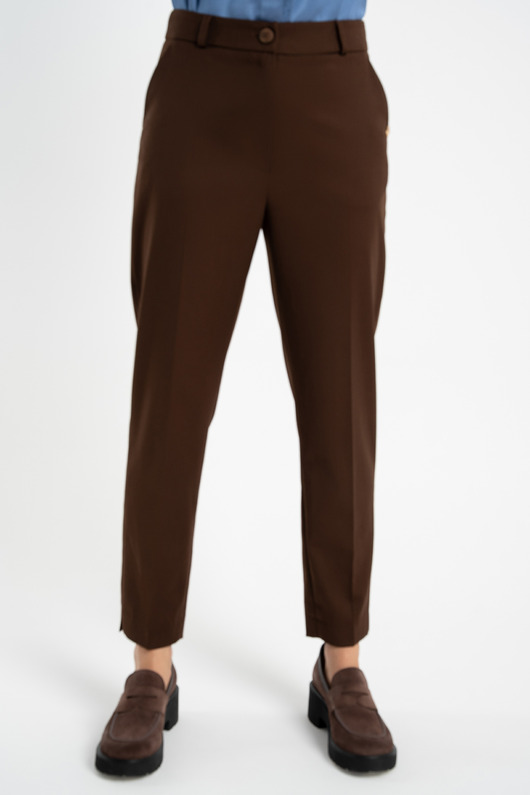 spodnie materiałowe damskie Spodnie Borys Brown