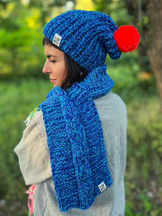 szale damskie Szal MERINO 66% Niebieskości szalik