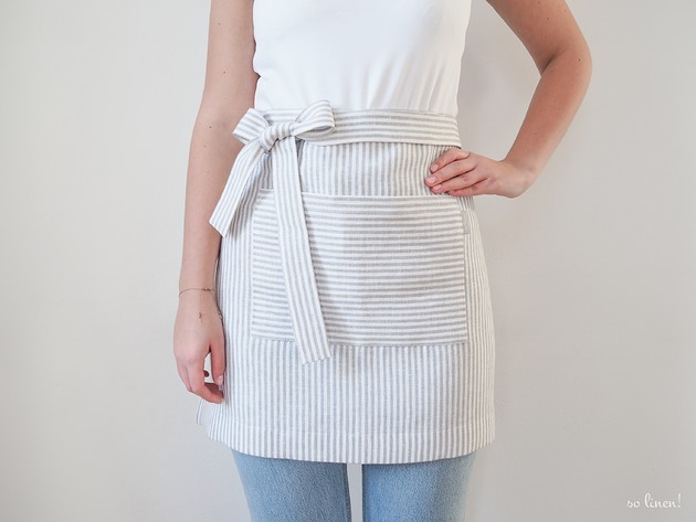 fartuchy kuchenne Lniany fartuszek zapaska GRAY STRIPES
