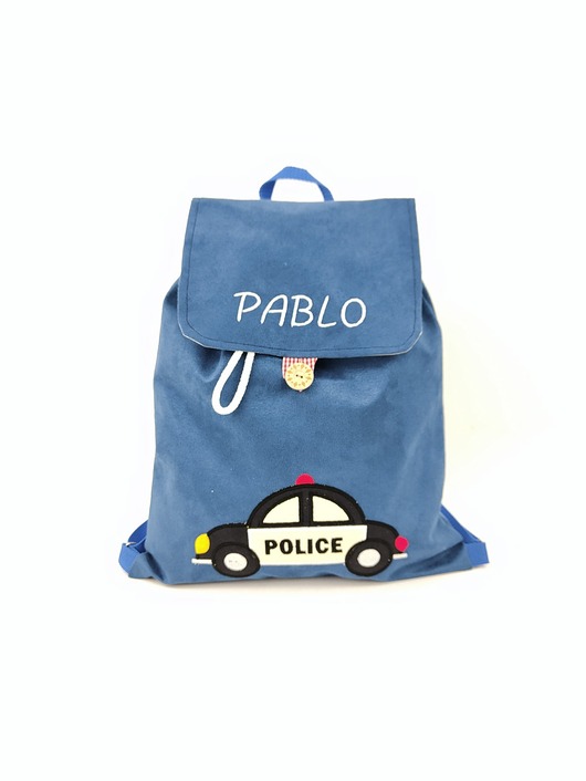 torebki, worki i plecaki dziecięce Prezent dla chłopca - plecak z radiowozem i imieniem