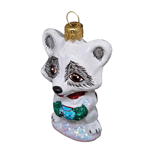 bombki Ręcznie malowana szklana bombka biały szop