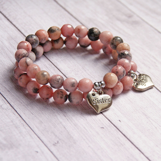 bransoletki z kamieni naturalnych Dla Siostry : jadeit rodonitowy