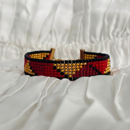 bransoletki ze szkła Bransoletka ze szklanych koralików Toho stal chirurgiczna - Golden Flame