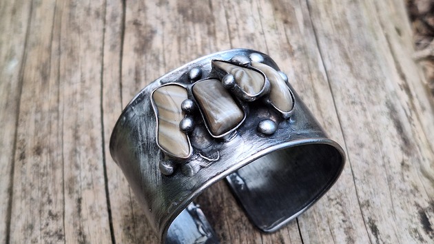 bransoletki wire wrapping Szara - bransoletka regulowana