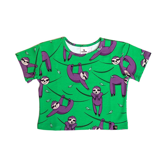 t-shirty dla dziewczynki Crop top Zielony Leniwiec