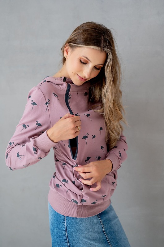 ubrania i akcesoria do karmienia Bluza do karmienia FLAMINGI z suwakiem