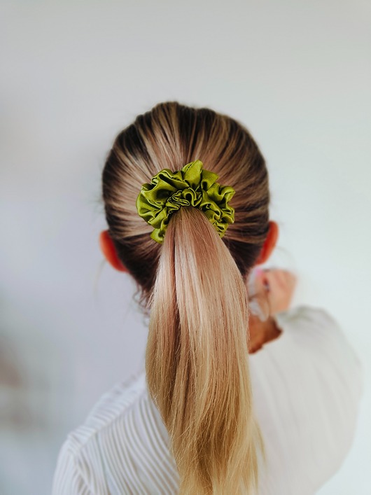 gumki do włosów Gumka jedwabna, scrunchie, frotka juicy apple MIDI