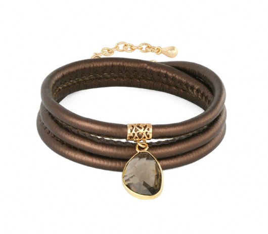 Chocolate eco leather with crystal pendant. Lavoga