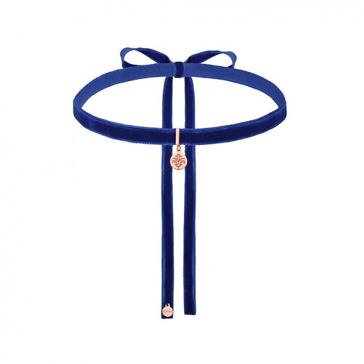 Kobaltowy aksamitny choker z rozetką  SOTHO