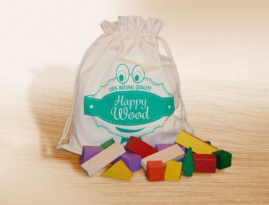Kolorowe klocki w sakiewce 100 szt happywood