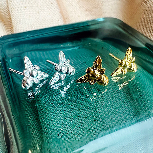 kolczyki pozłacane Kolczyki  pszczółki , złote pszczoły, srebro