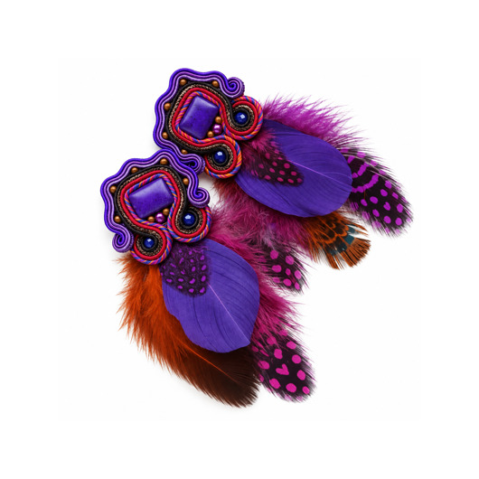 kolczyki soutache Kolczyki soutache z piórkami