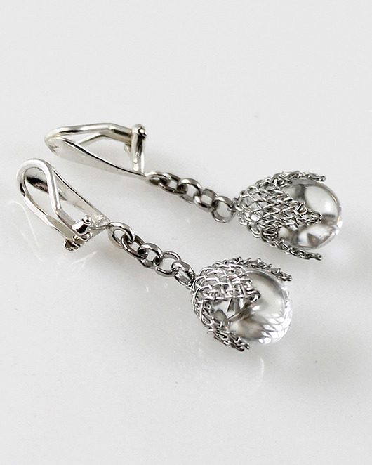 kolczyki wire wrapping Szklane w siateczce - kolczyki (lub klipsy)